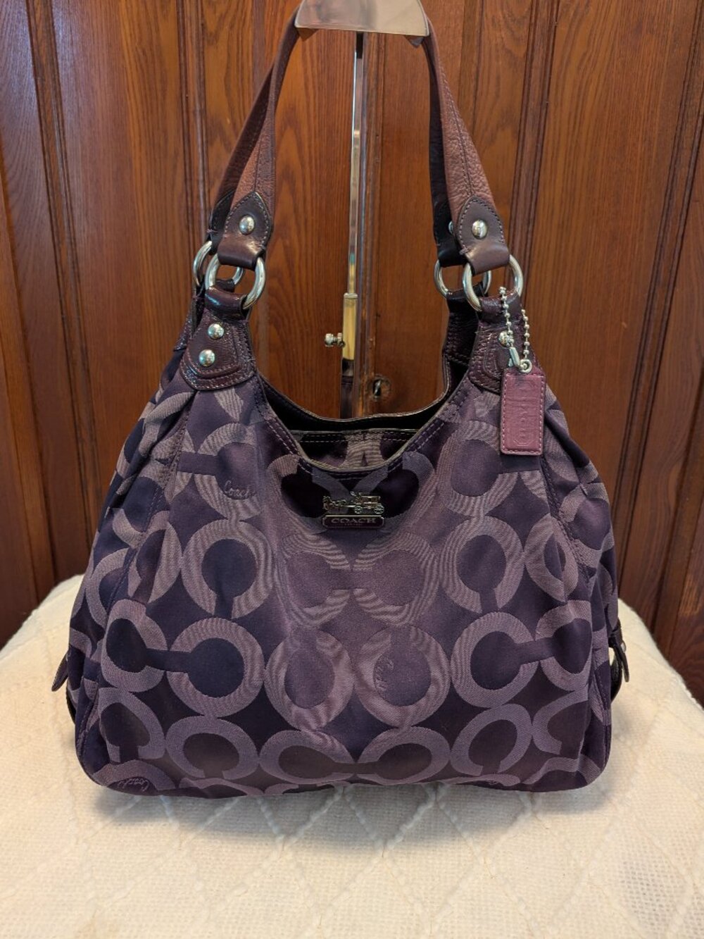 COACH Madison Purple Op Art Jaquard Shoulder Bag - 14324